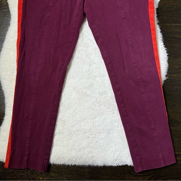Anthropologie The Essential Slim Burgundy Red Stripe Chino Pants Size 4 - Picture 3 of 10